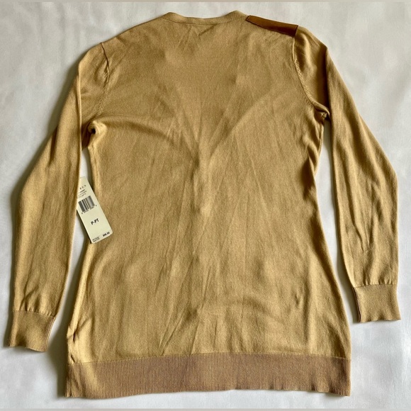 Ralph Lauren Lightweight Camel Cardigan Hunting Shoulder Patch Size Petite. New! - Picture 6 of 7